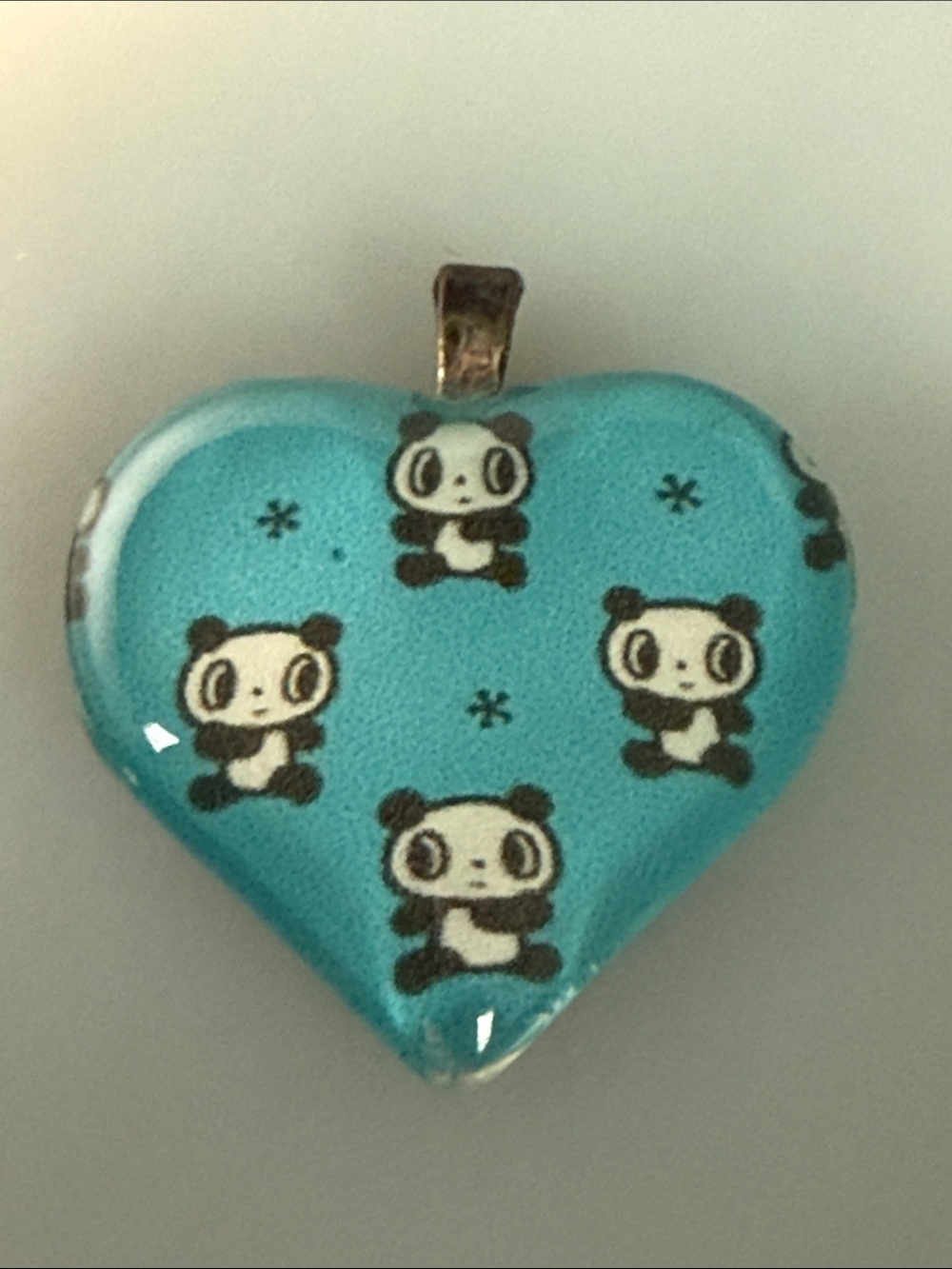 Unique 2013 glass Panda Heart artisan Tag Pendant whimsy anime cartoon charm
